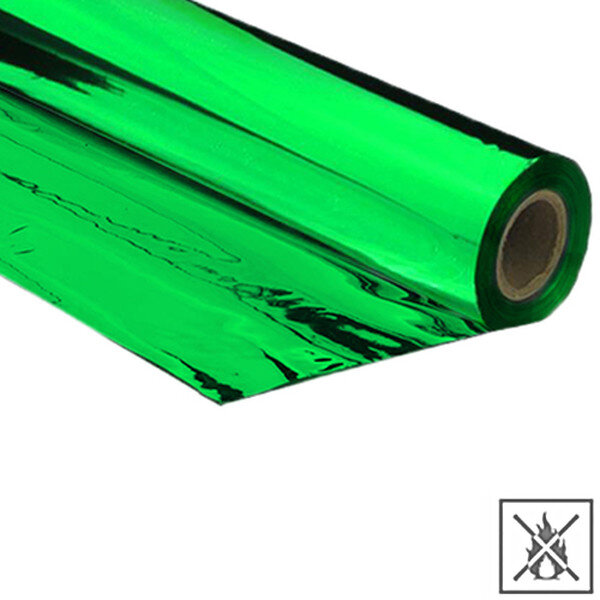 Metallic plastic film roll premium fire retardant 1,50x1000m - green