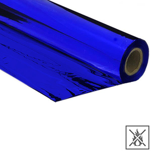 Metallic plastic film roll premium fire retardant 1,50x1000m - blue