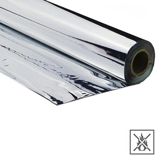 Metallic plastic film roll premium fire retardant 1,50x1000m - silver