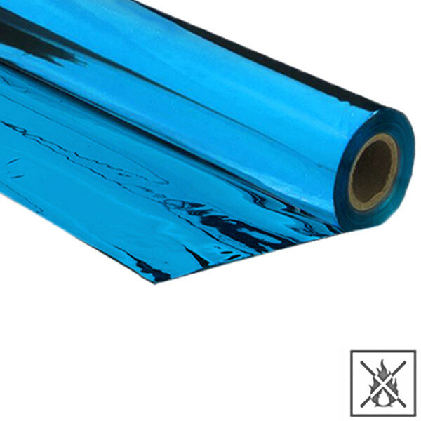 Metallic plastic film roll premium fire retardant 1,50x10m - light blue