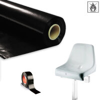 Plastic film seat covering roll flame retardant 0,75x200m - black