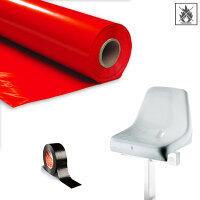 Plastic film seat covering roll flame retardant 0,75x200m - red