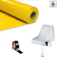 Plastic film seat covering roll flame retardant 0,75x200m - yellow