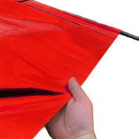 Plastic film hand banner metallic 90x75cm (horizontal format) flame retardant - red