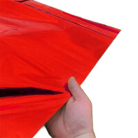 Plastic film poncho metallic 75x75 cm  fire retardant - red