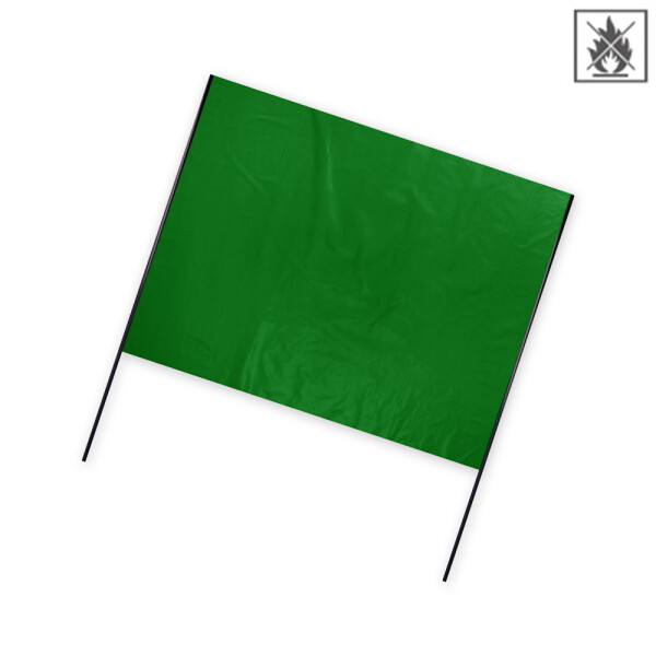 Plastic film hand banner fire retardant 90x75cm (horizontal format) - green