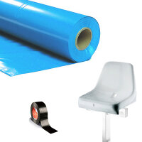 Plastic film seat covering roll 0,75x200m - light blue