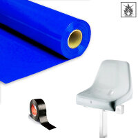 Plastic film seat covering roll flame retardant 0,75x200m - blue