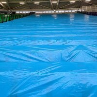 Plastic film seat covering roll flame retardant 0,75x200m - light blue